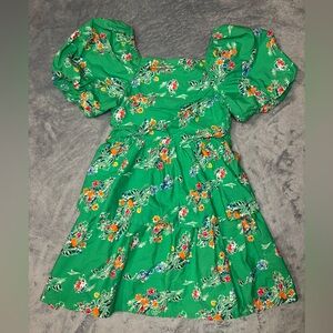 Cat & Jack Green Floral Ruffled Dress